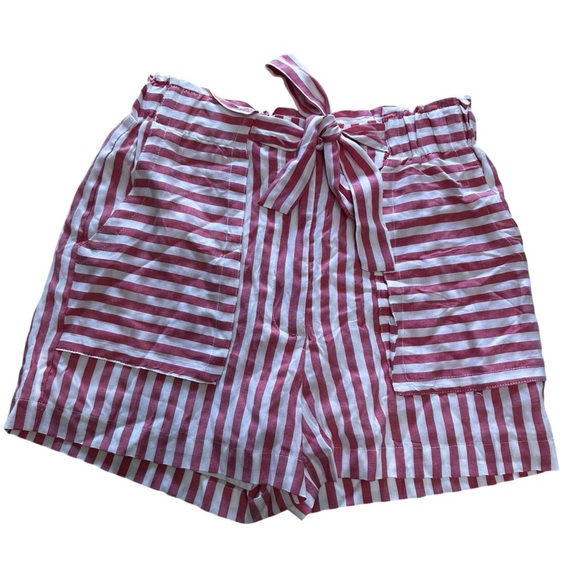 Altar’d State Red White Stripe High Waist Cotton Tie Front Shorts Size Medium - Picture 1 of 8